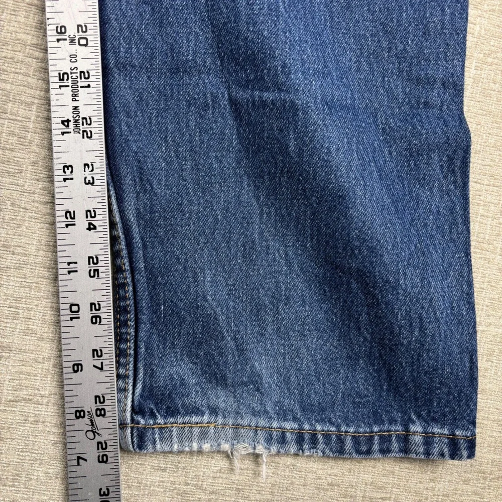 Levis 505 Mens 38x30 Jeans Dark Western Washed Denim slight Fades Distress Hems